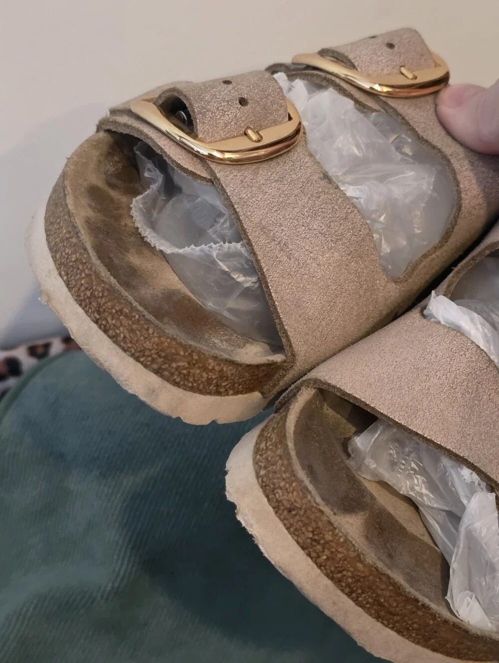 EUC Birkenstock Arizona Big Buckle Metallic Nude Leather Sandals EU 38 US 7-7.5